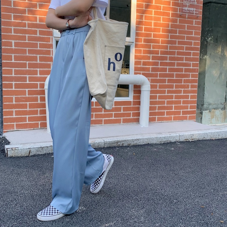 SUXI Quần ống rộng Lưng Cao Phong Cách Hàn Quốc Cho Nữ