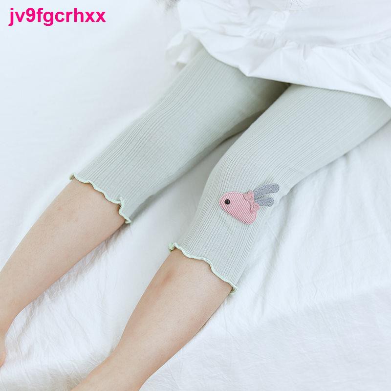 quần gái2 cái] Quần legging bé gái mùa hè 2021 tây trẻ em mặc ngoài mỏng cotton nguyên chất