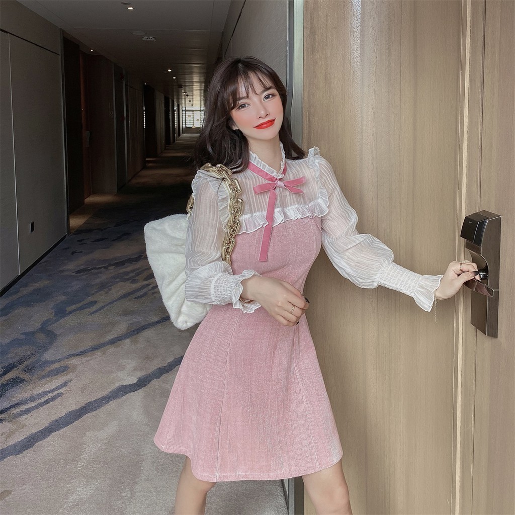 🌸Hàng Order🌸Hàng Order🌸Váy Xòe Tay Bồng Thắt Nơ Nữ Tính Trẻ Trung 🌸Hàng Quảng Châu