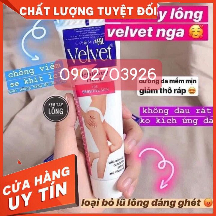 Kem Tẩy Lông Velvet Nga 100ml (hàng của nga) tẩy long chân tay bikini-giúp da trứng mịn