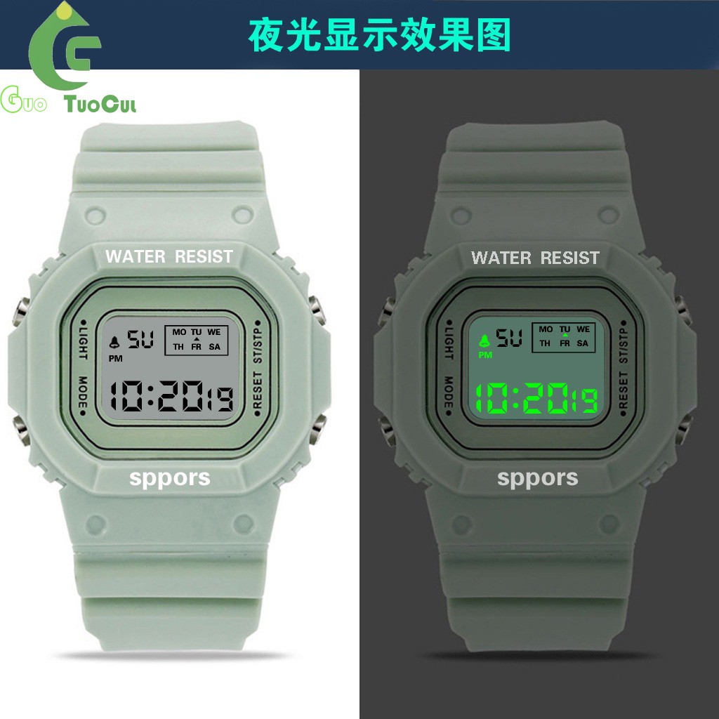 GTSP018 đồng hồ thể thao nam nữ đủ màu đơn giản mặt vuông