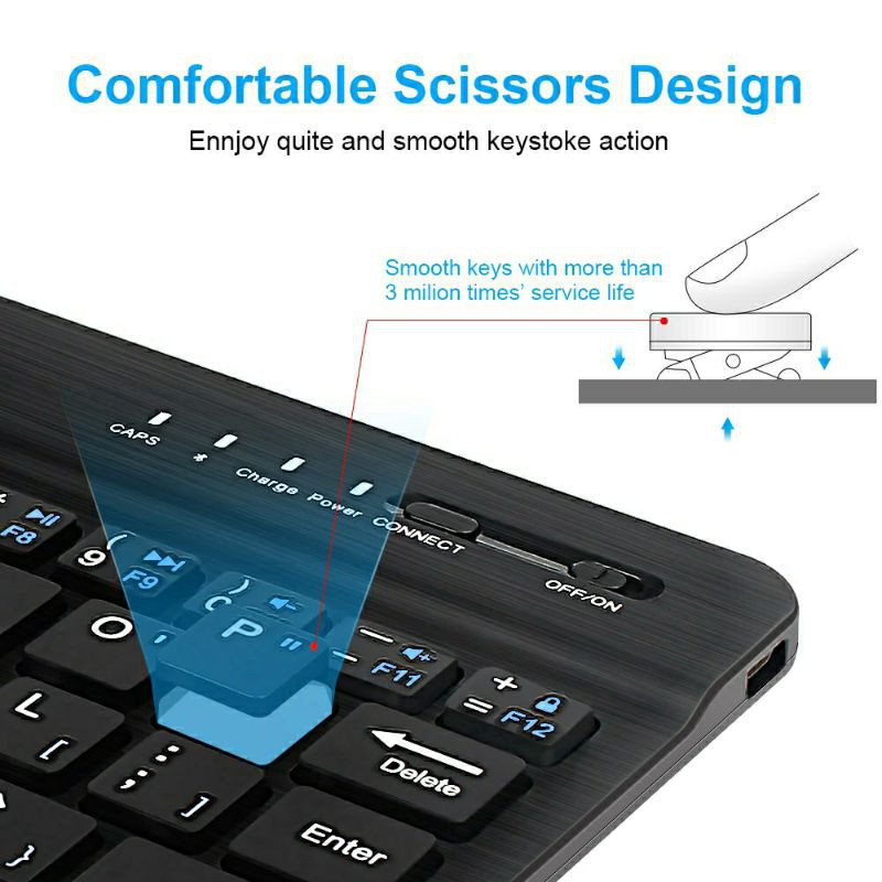 Bàn phím không dây Bluetooth 10 inch / 12.9 inch dùng được cho IOS Android Windows