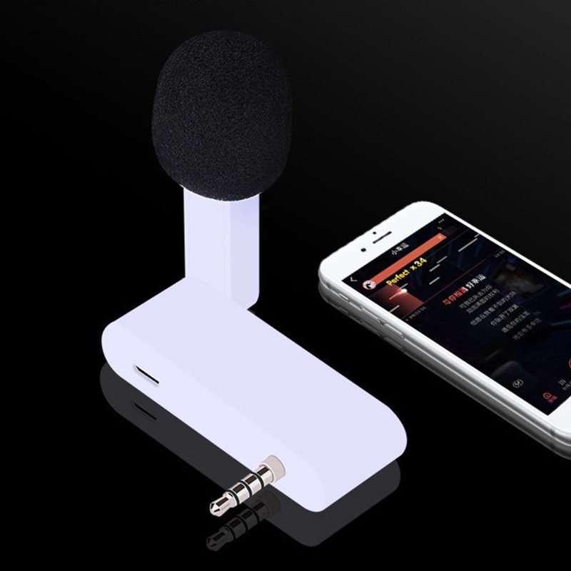 CRE  Mobile Phone Live Broadcast Microphone with Earphone Jack Omnidirectional Condenser Mic for Smartphone Recording Video