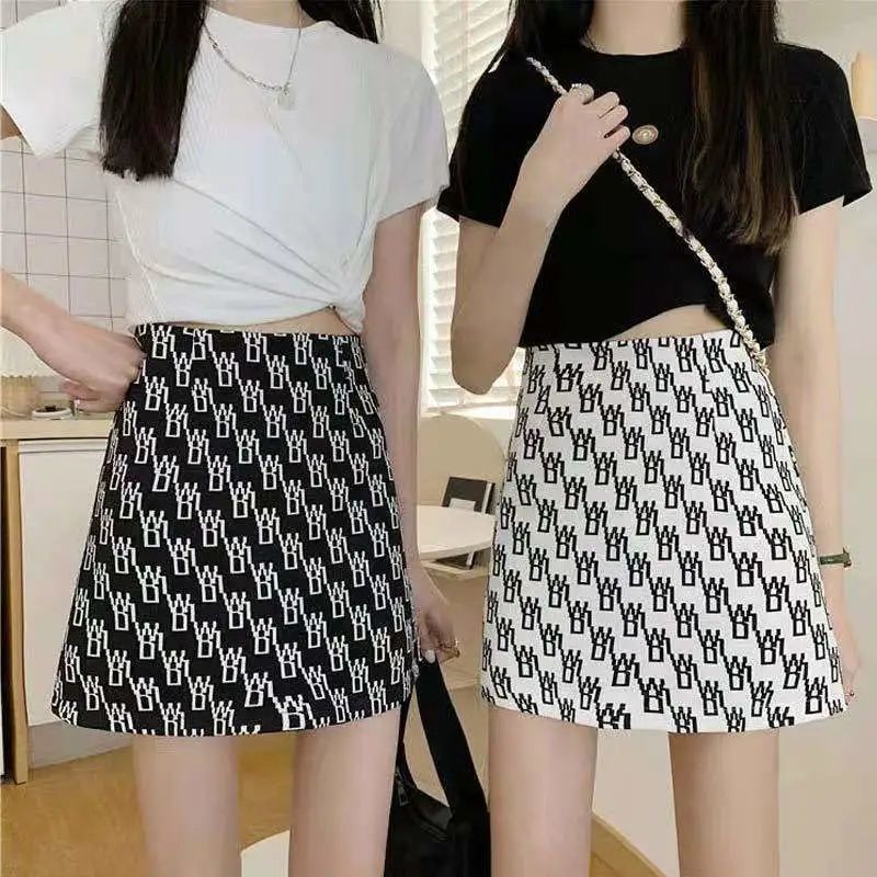 Chân Váy Chữ A Ngắn Lưng Cao Họa Tiết Sọc Caro Phong Cách Hàn Quốc Thời Trang Cho Nữ