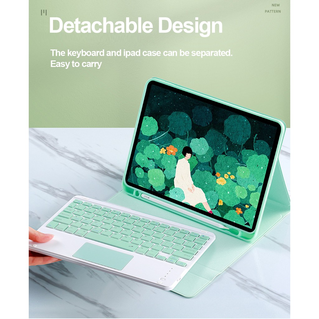 Bao da máy tính bảng chống sốc có giá đỡ & ngăn bút chì + bàn phím không dây cho iPad Pro 11 2020/2018 | BigBuy360 - bigbuy360.vn