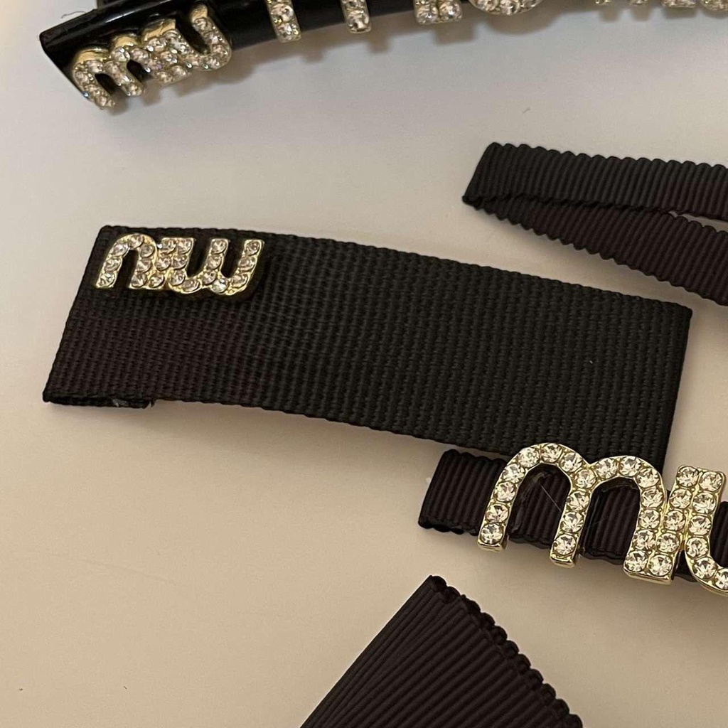 Kẹp Tóc Hình Nơ In Chữ Miu Thắt Nơ Ruy Băng Đen Lấp Lánh Kiểu Pháp Thời Trang Mùa Xuân Cho Nữ