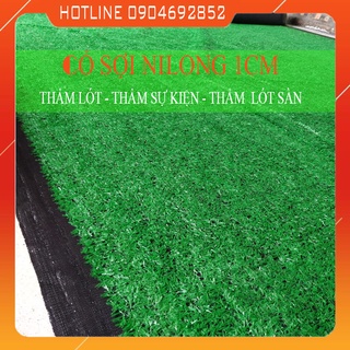 Thảm cỏ nhân tạo lót sàn 1cm chất sợi nilong giá rẻ màu xanh tươi