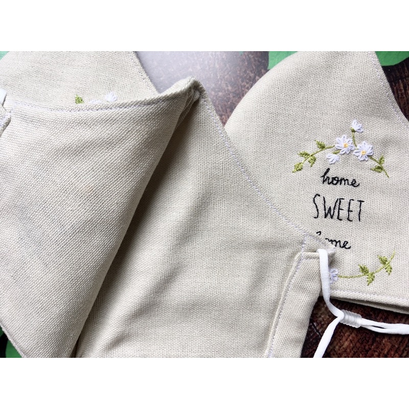 Khẩu trang vải thêu tay, khẩu trang Linen thêu tay