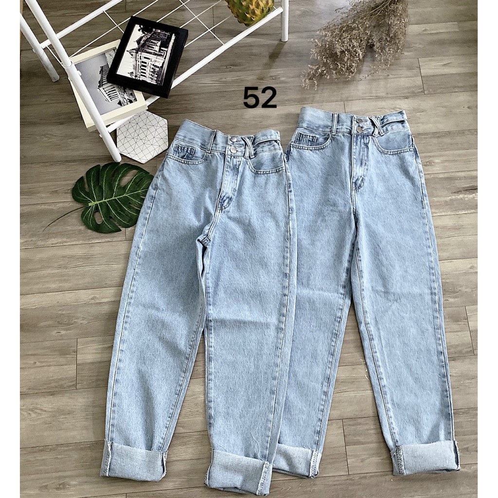 Quần jean baggy nữ 🚀 FREESHIP 🚀 Quần jean baggy nữ lưng cao 2 nút size đại từ 40kg đến 75kg Bigsize MS52 2KJean