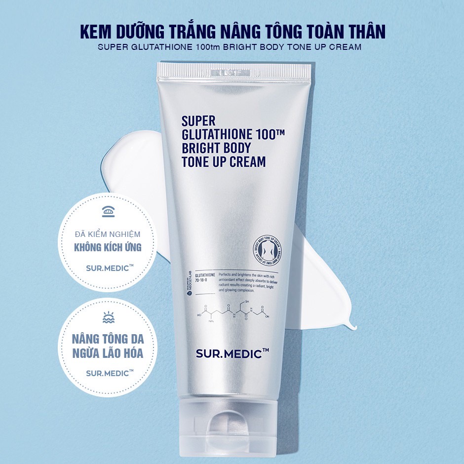 Kem Nâng Tone Trắng Da Toàn Thân SURMEDIC Super Glutathione 100TM Bright Body Sur.Medic Tone Up Cream Sur medic 150ml | WebRaoVat - webraovat.net.vn