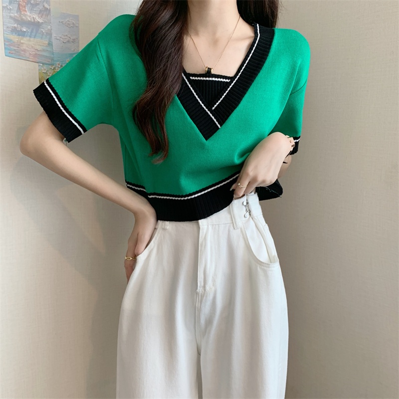 NZN Áo Thun Ngắn Tay Cổ Chữ v Thời Trang Dành Cho Nữ