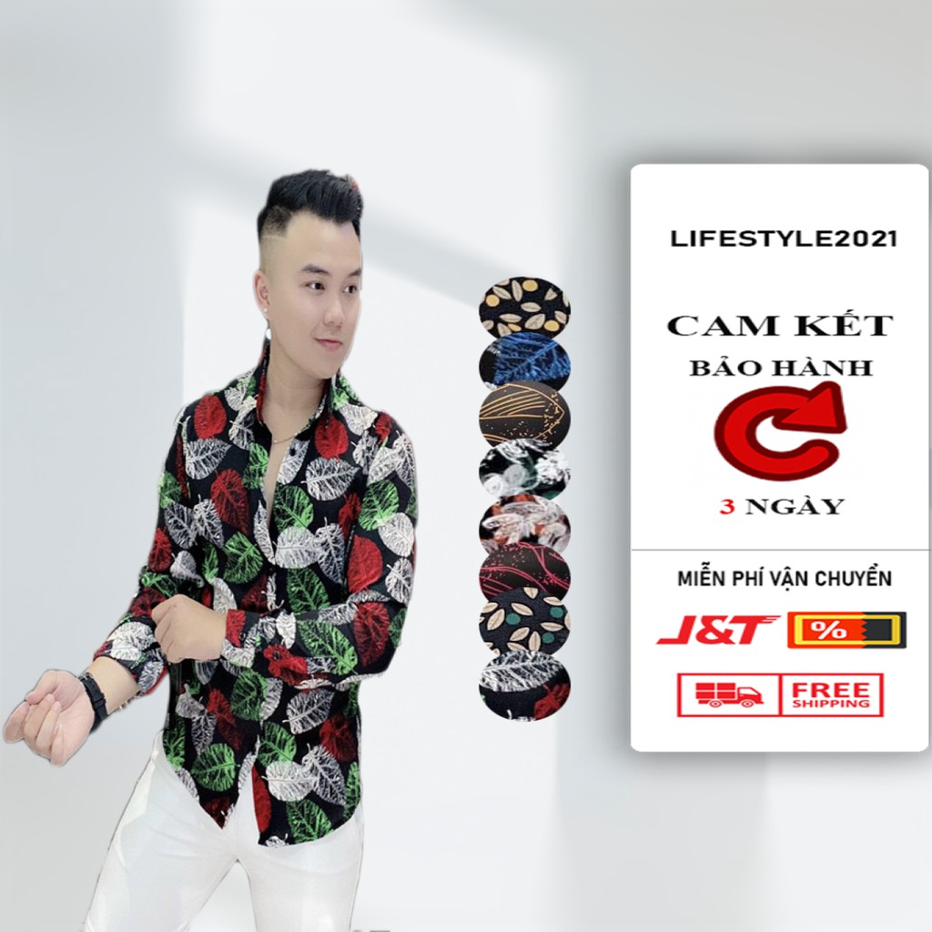 Áo Sơ Mi Nam Dài Tay In 3D Họa Tiết Vải Lụa Ép Thoáng Mát Ít Nhăn Phù Hợp Đi Chơi Đi Tiệc Sành Điệu