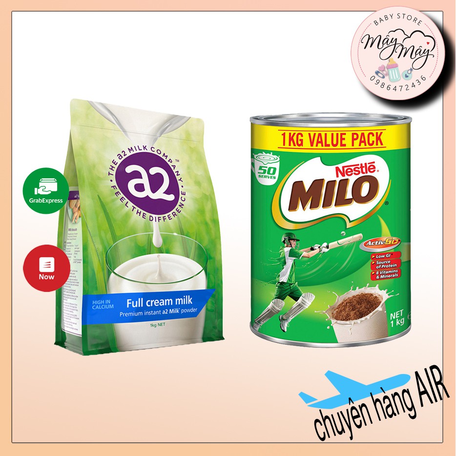 Bộ đôi Milo Úc 1kg & sữa A2 Úc date 2021