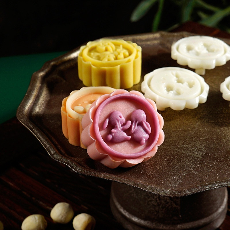 Khuôn Làm Bánh Trung Thu Hình Thỏ Hoạt Hình Bằng Nhựa 25g