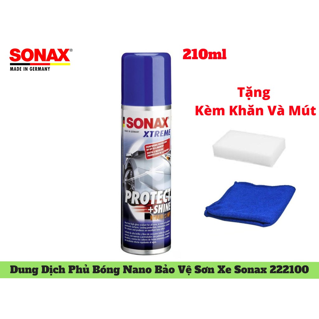 Phủ Bóng Sơn Xe Công Nghệ Nano Bảo Vệ Sơn Sonax Xtreme 222100 210ml Tặng Khăn Mút