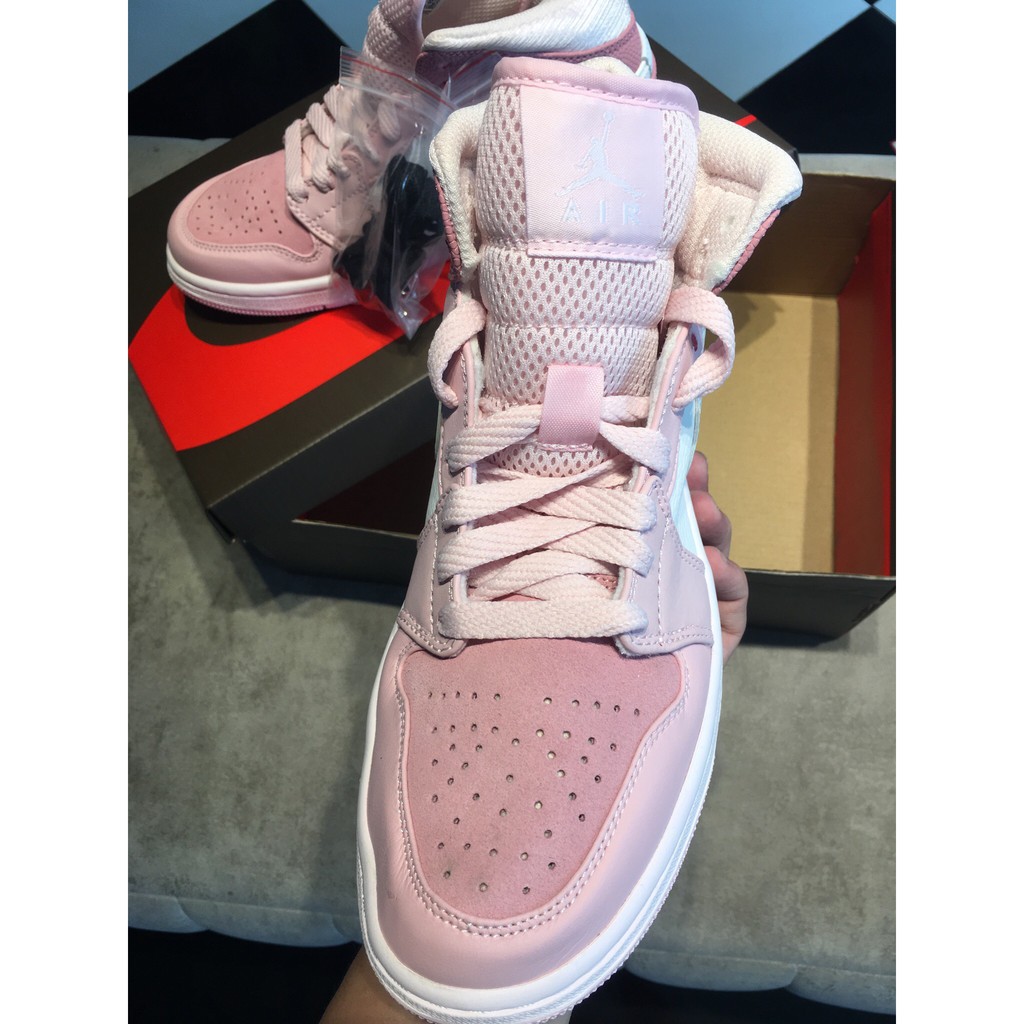 Giày thể thao AIR JORDAN 1 MID DIGITAL PINK  trắng hồng cao cổ siêu đẹp