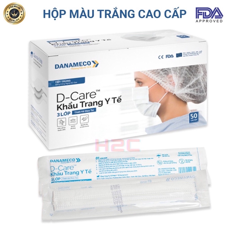 KHẨU TRANG Y TẾ TIỆT TRÙNG TỪNG CHIẾC DANAMECO (3 lớp kháng khuẩn) H2C