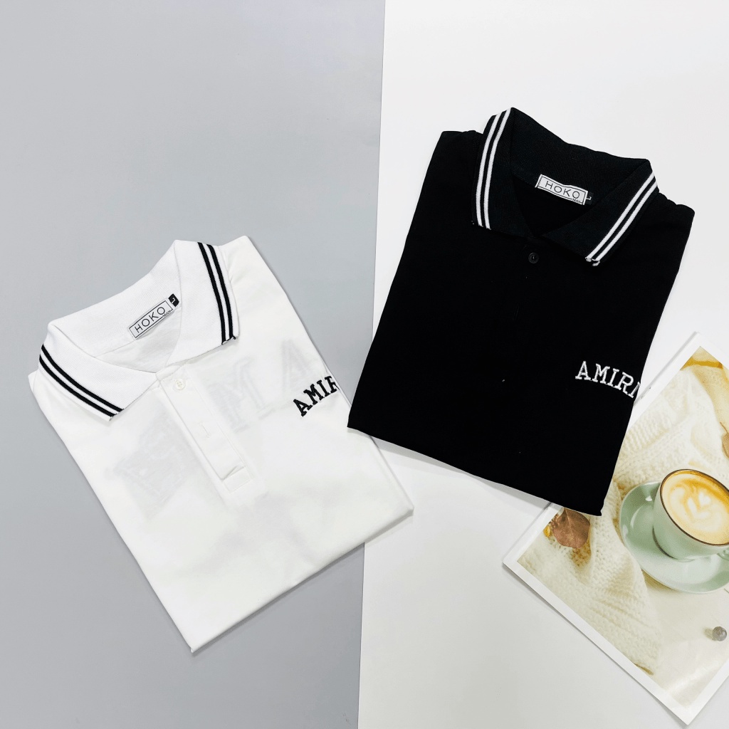 Áo Thun Nam Cổ Trụ Phối Màu Trắng Đen Chữ Dập Nổi Trước Sau Tôn Dáng Sang Trọng Cá Tính Lịch Lãm [NEW UNISEX]