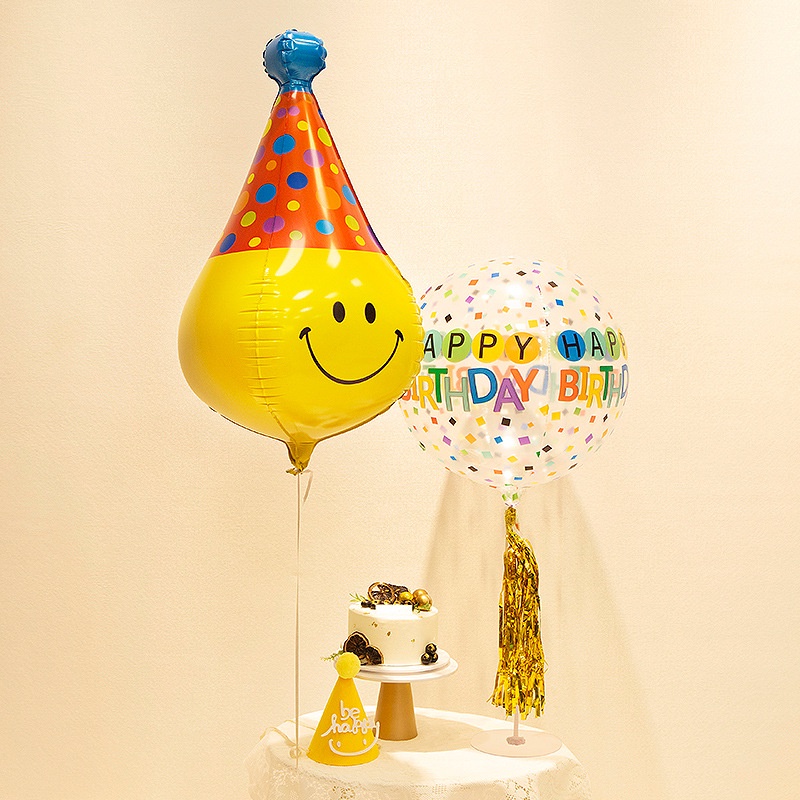 Bong Bóng Nhôm Hình Mặt Cười 4D Trang Trí Tiệc Sinh Nhật Cho Bé