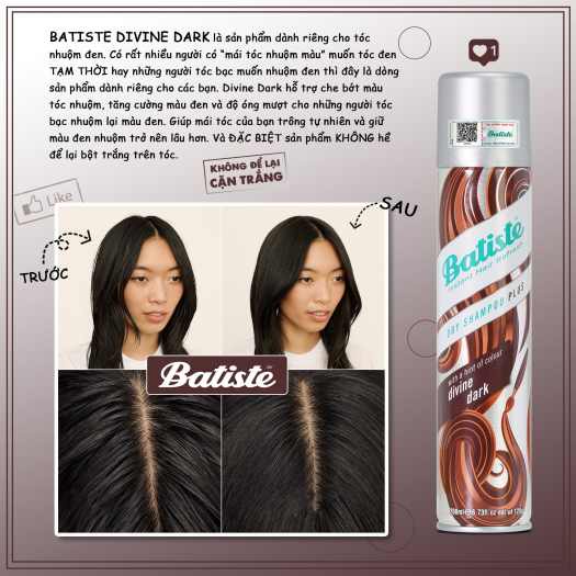 Dầu gội khô Batiste Dry Shampoo 200ml