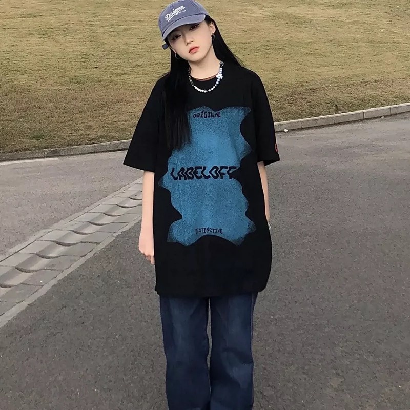 Áo thun tay lỡ cotton 2 chiều dáng unisex form rộng mã LABEL OFF