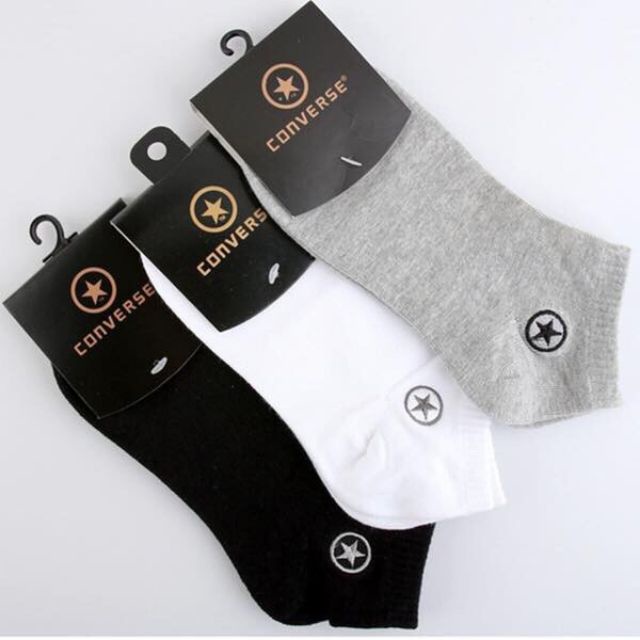 COMBO 3 Đôi Tất Cổ Ngắn Converse,Rebook,Levis Vớ Nam Nữ cotton thêu logo đẹp