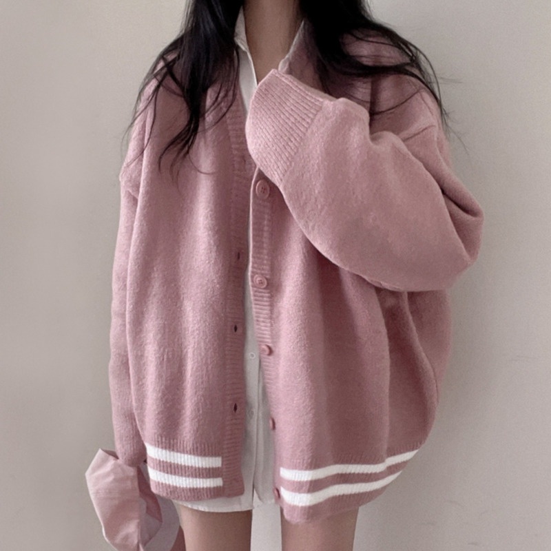 Áo khoác cardigan tay dài dáng rộng thời trang năng động cho nữ