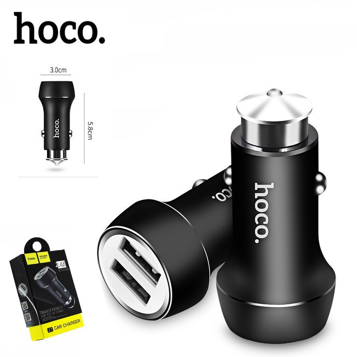 Tẩu sạc ô tô nhãn hiệu Hoco Z7, dòng ta 2.4A - Hàng chính hãng