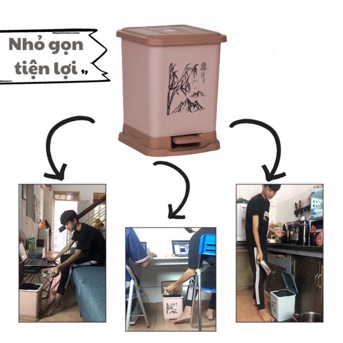 Thùng Đựng Rác Văn Phòng Tiện Lợi Có Nắp Đậy Phong Cách Nhật Bản