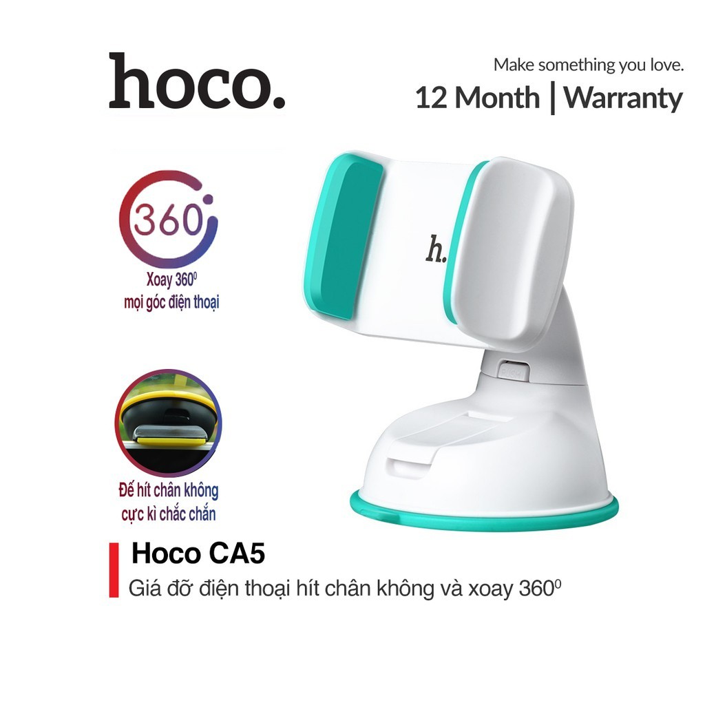 Gía đỡ điện thoại trên xe hơi Hoco CA5 xoay 360 độ hít chân không mạnh mẽ và ổn định