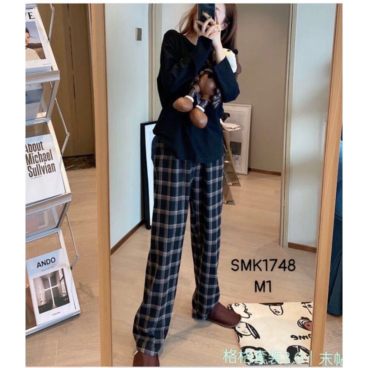 SMK1748- BỘ THUN SỮA MOTIE QUẦN KẺ