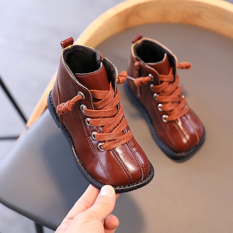 Giày bốt bằng da giữ ấm mềm mại và thoải mái thời trang dành cho trẻ em