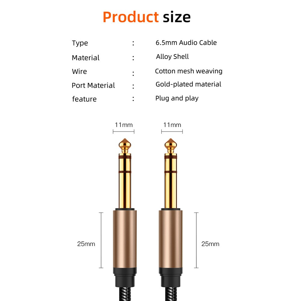 [SPM]1 x Audio Line 6.5mm Alloy shell Auxiliary Cable Plug and play Audio Line