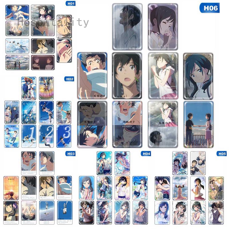 Bộ 10 Thẻ Dán Trang Trí Hình Anime Shinkai Makoto