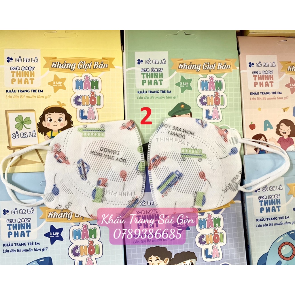 Hộp 10 Chiếc Khẩu Trang 3D MẦM CHỒI LÁ Thịnh Phát Cho Bé 3 Lớp Kháng Giọt Bắn, Kháng Khuẩn Tốt
