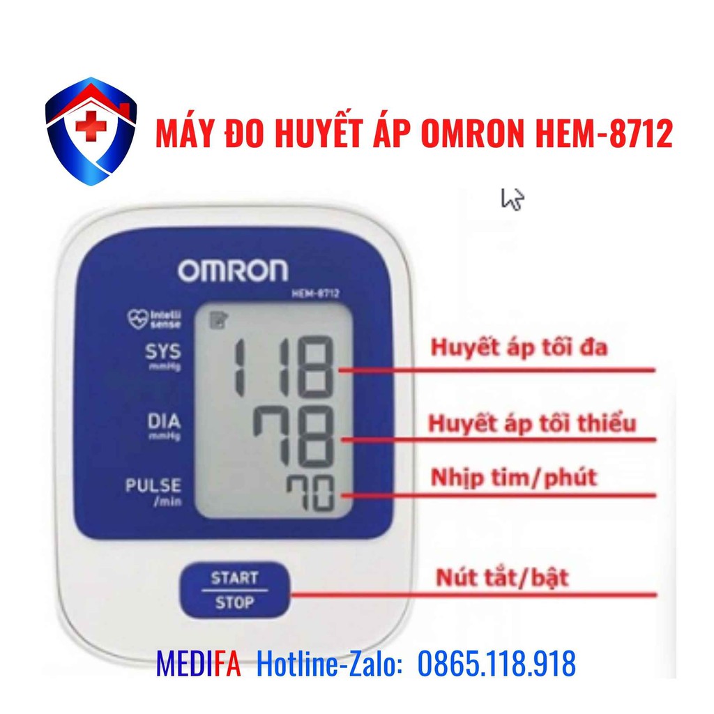 Máy đo huyết áp Omron Hem 8712 ➕ Tặng trọn bộ máy đo đường huyết Safe-Accu chính hãng SINOCARE