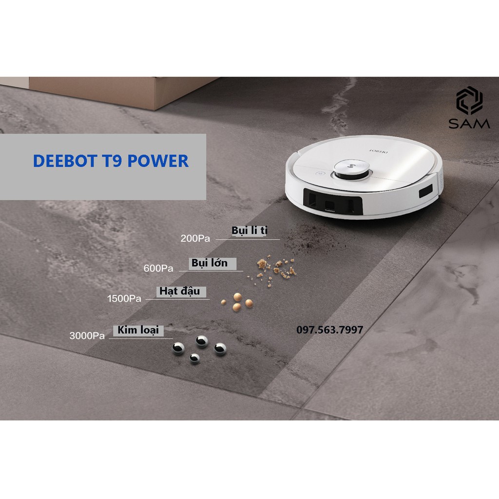 Robot Hút Bụi Lau Nhà Ecovacs DEEBOT T9  -  Lực hút 3000pa - BẢN QUỐC TẾ