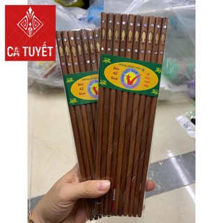 Bộ 10 đôi đũa gỗ Trắc khảm cá vàng cao cấp