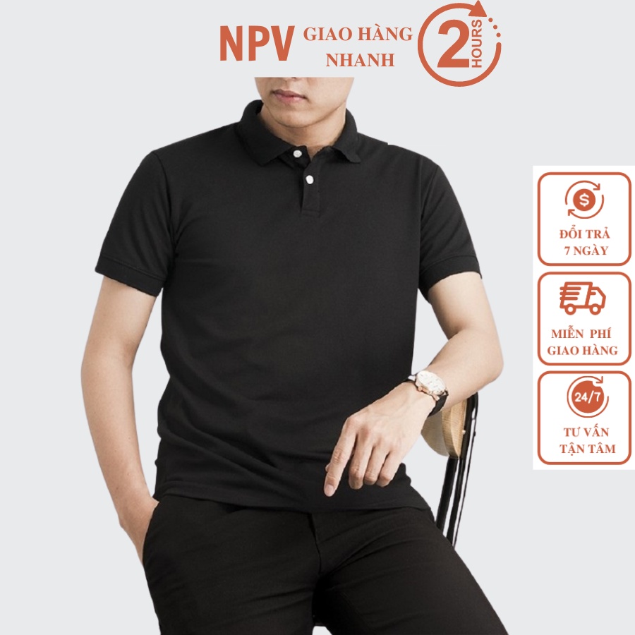 Áo thun nam polo cổ bẻ NPV ngắn tay, áo phông nam vải coton không nhăn nhiều màu