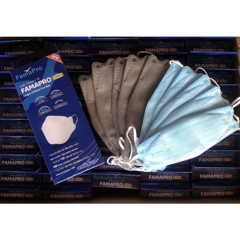 Combo 5 hộp 50 cái Khẩu trang 4D kf94 chính hãng Famapro.
