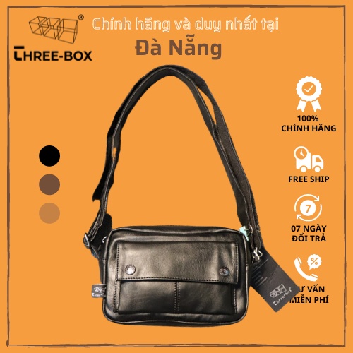 Three Box - Cặp túi đeo chéo da thời trang chính hãng