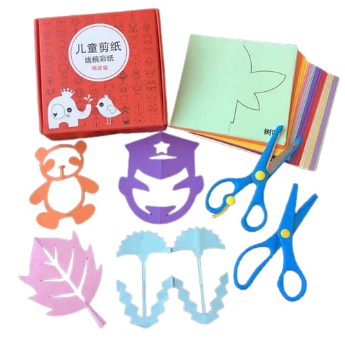 Bộ Đồ Chơi Cắt Giấy Thủ Công Cho Bé 240 Giấy Màu Và 2 Kéo Cắt An Toàn Tiện Dụng