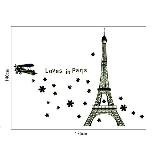 Decal trang trí tường - Tháp Love In Paris DẠ QUANG