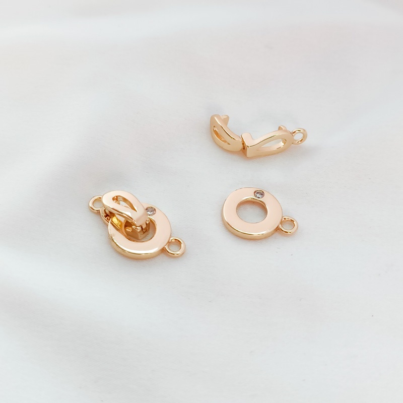 Khóa Cài Tròn Bằng Đồng Mạ Vàng 14K Đính Đá Zircon Nhiều Màu Sắc Tự Làm Vòng Tay / Dây Chuyền DIY