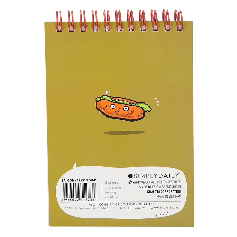 Sổ Lò Xo Simply Daily - Sài Gòn 12 Con Giáp - Tuổi Ngọ - Bánh Mì SG Đê - Khai Trí Stationery