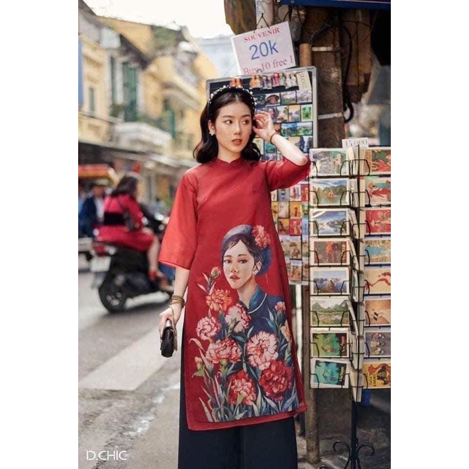 Áo dài cách tân cô gái kèm quần