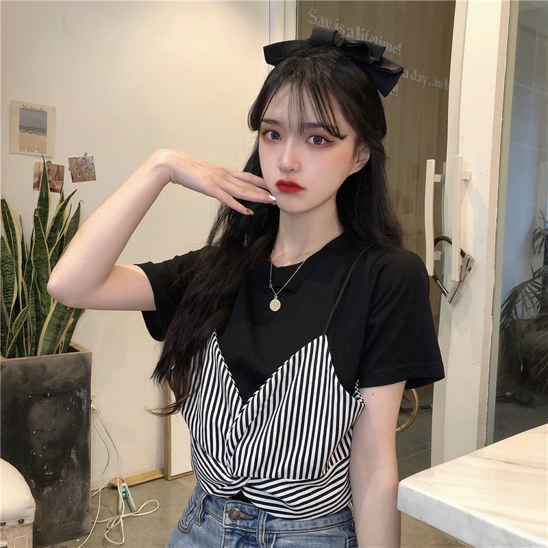 Áo Thun Tay Ngắn Họa Tiết Sọc Thời Trang Dành Cho Nữ