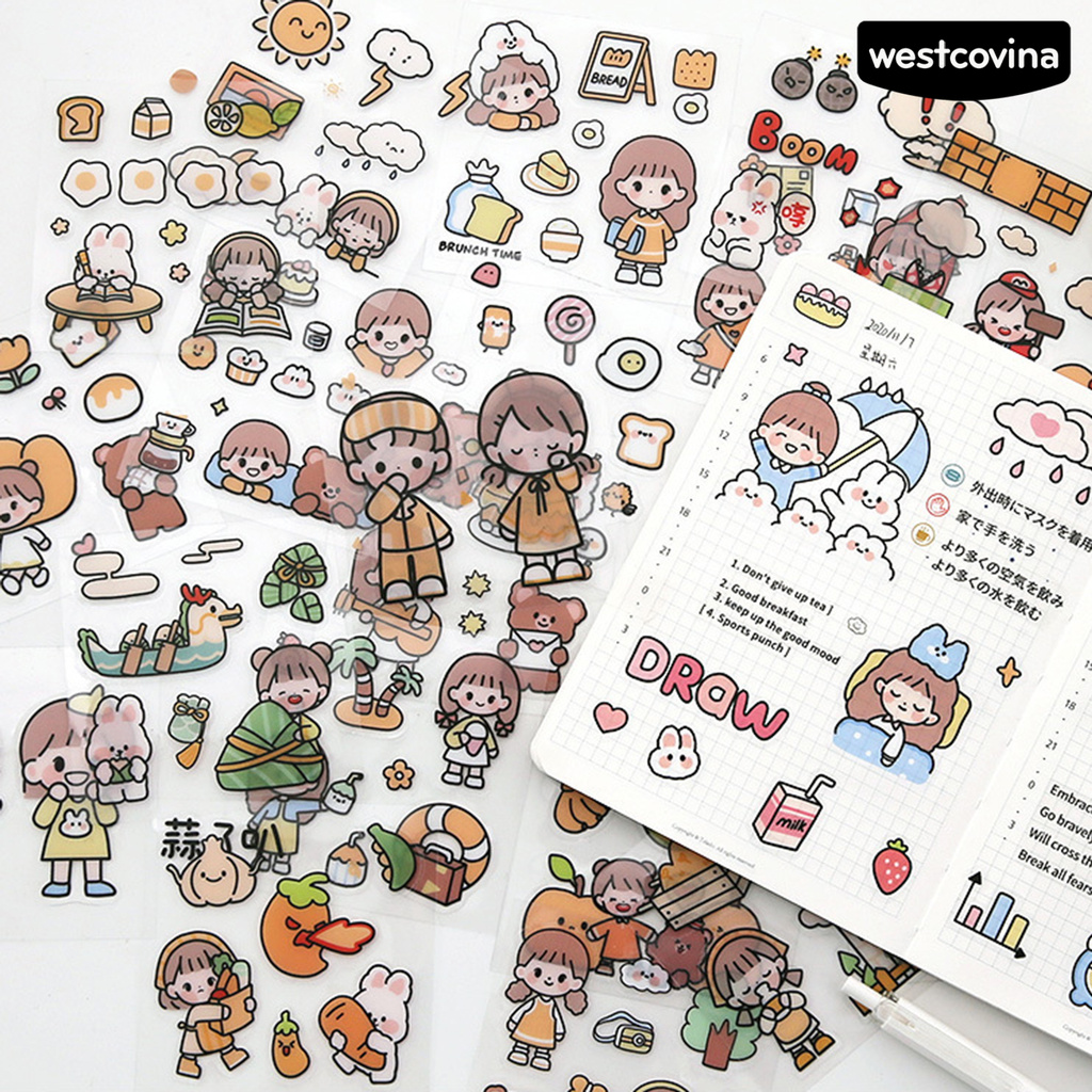 Bộ 100 miếng dán họa tiết nhân vật hoạt hình đáng yêu
