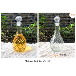 Chai rượu thuỷ tinh tròn chéo