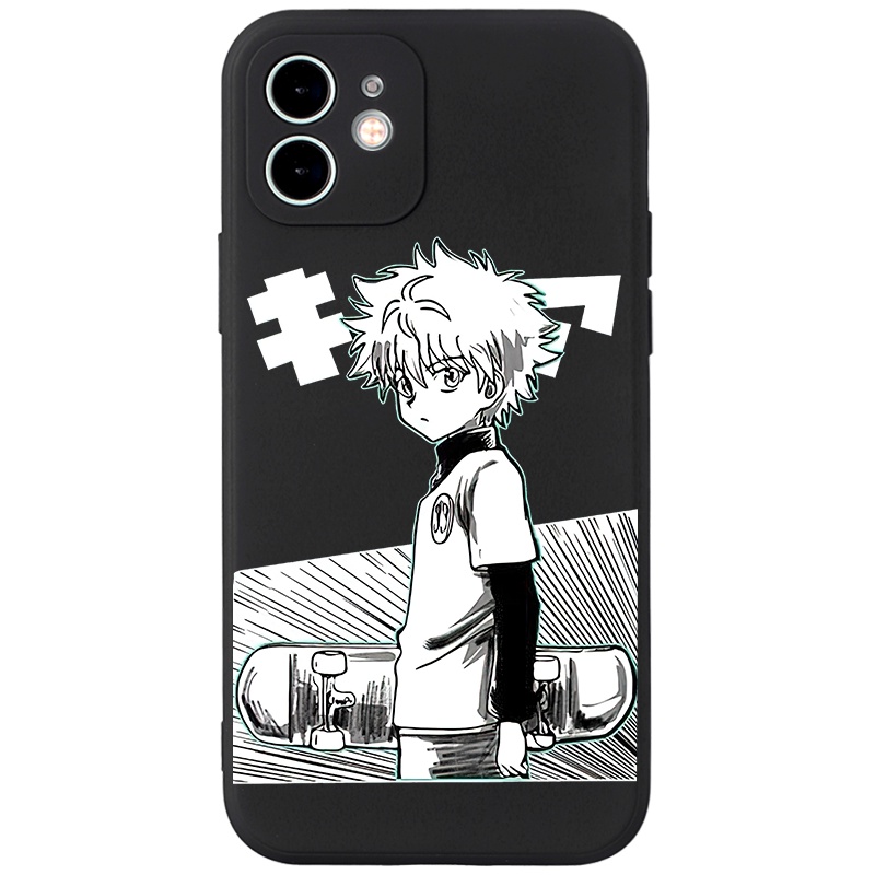 Ốp lưng JURSUE mềm chống bẩn viền vuông hoạt hình đen Cho iPhone 13 12 11 Pro Max SE 2020 X XR XS 8 7 ip 6S 6 Plus Y2139